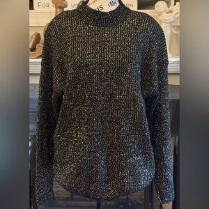 Carriage Court Black Gold Metallic Vintage Sweater Large Holiday Christmas Party